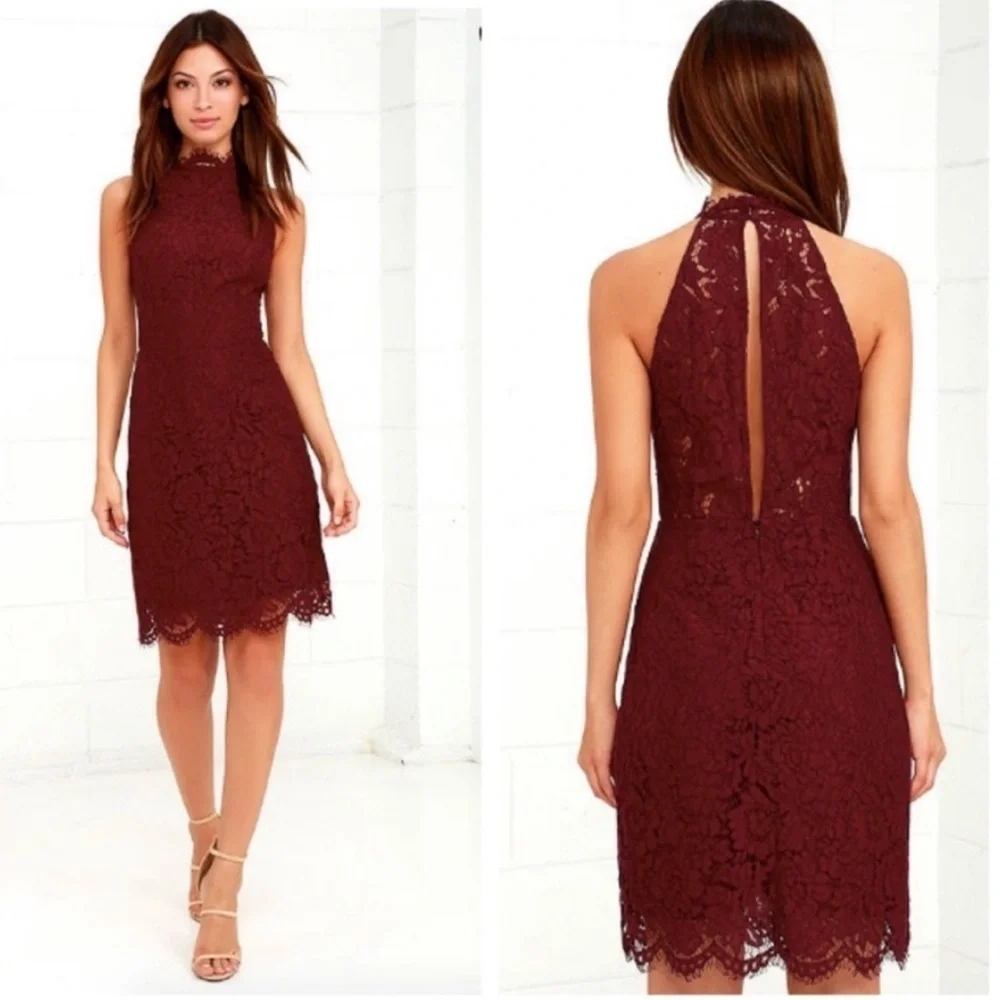 BB Dakota- NWT Cara High Neck Lace Cocktail Dress - Picture 2 of 8